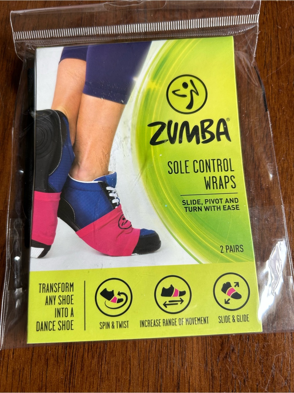 Zumba Sole Control Wraps — Black Dance Shoe Covers 2 Pairs NWT